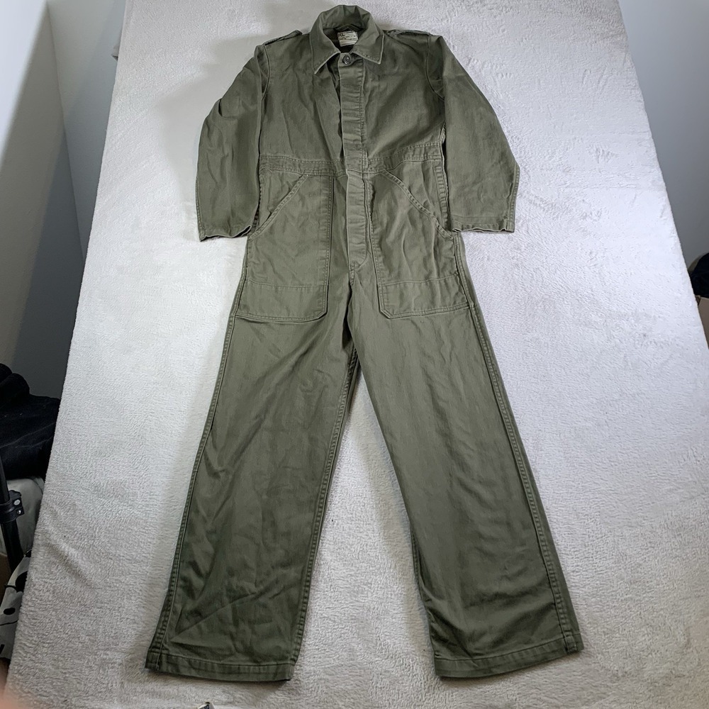 Vintage 1984 Dutch Army‎ Coveralls KL Seyntex Military Jumpsuit Olive Cotton 44